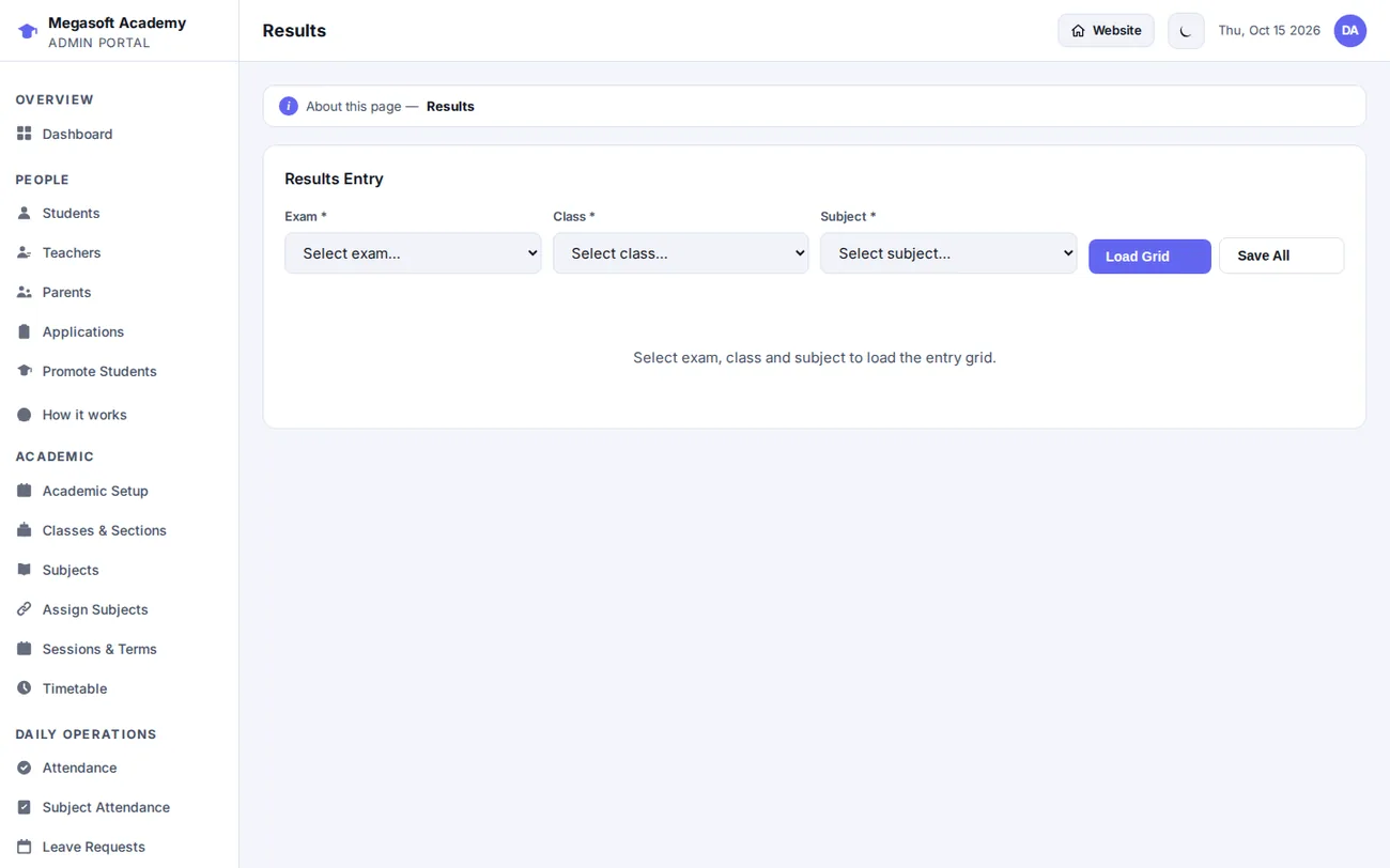 MSMS results management page
