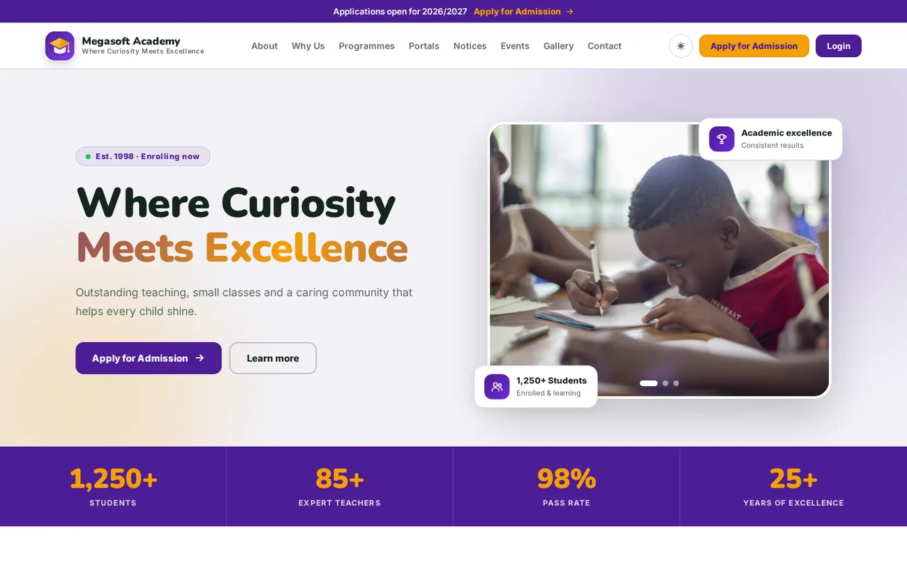 Bloom homepage template, desktop view
