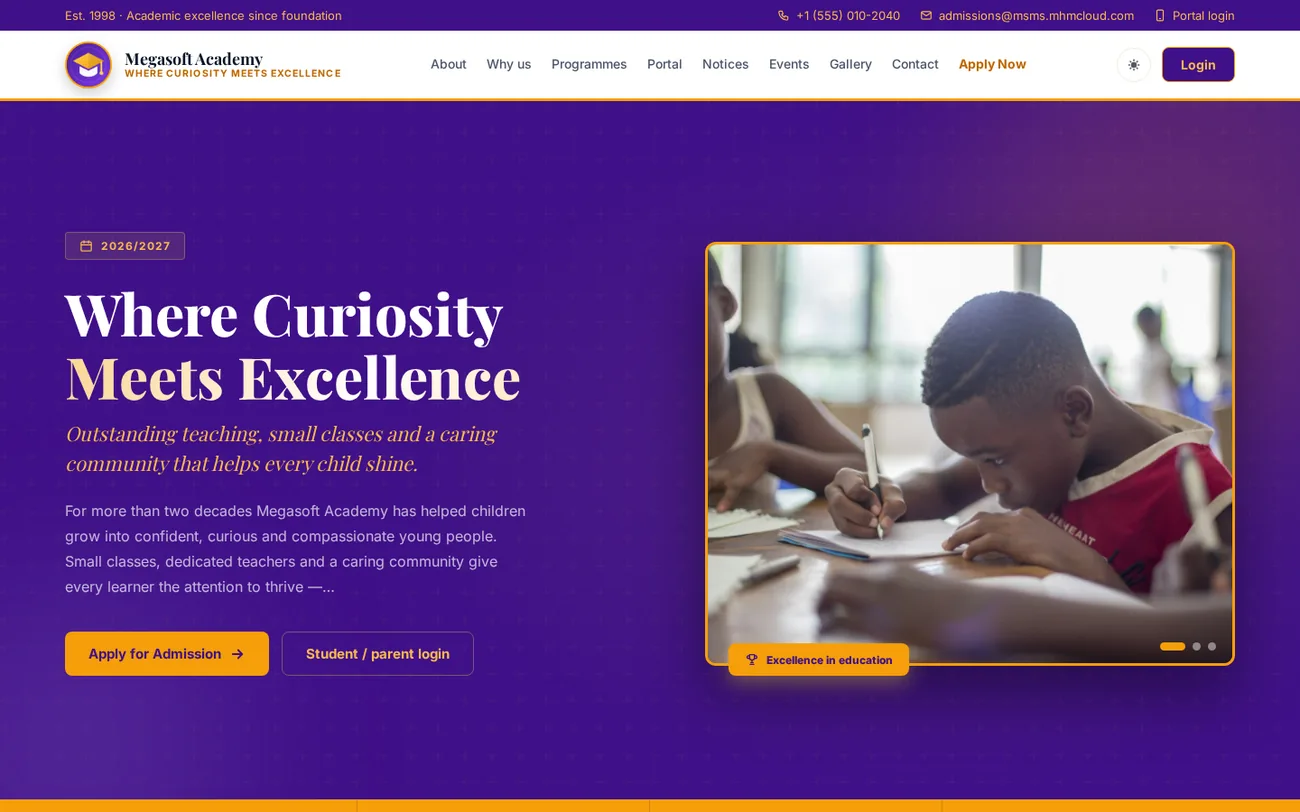 Heritage homepage template, desktop view